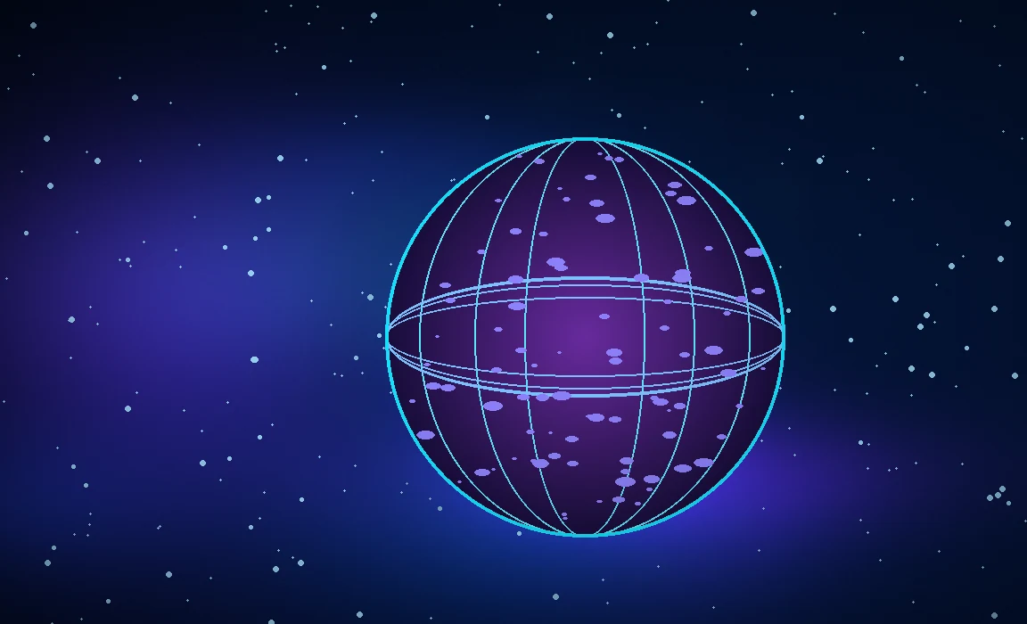 Conceptual deep space visual with luminous planetary sphere